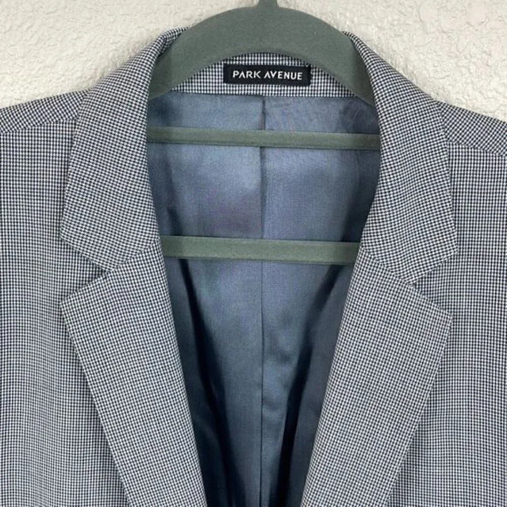 Park Avenue Slim Fit Wool Suit Jacket Blazer Micro Checked Houndstooth Gray